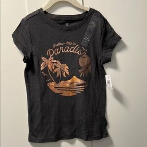 GAP Kids Girls NWT Dark Gray/Rose-gold Paradise Graphic Tee Size 8